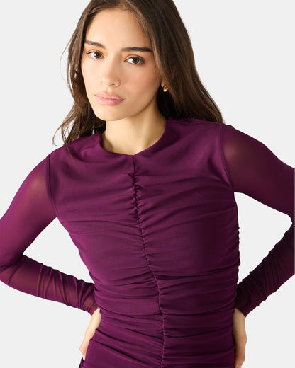 KIARA Beet Long-Sleeved Maxi Mesh Flowy Women's Dress | Steve Madden Popular