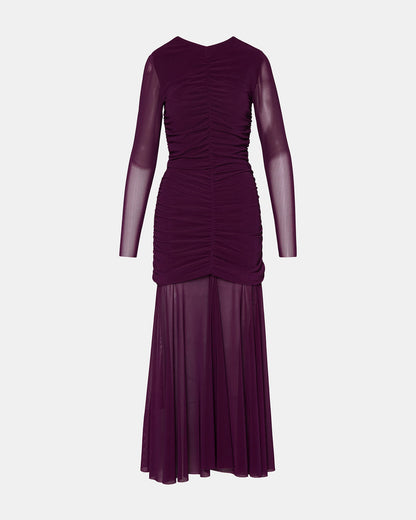 KIARA Beet Long-Sleeved Maxi Mesh Flowy Women's Dress | Steve Madden Popular