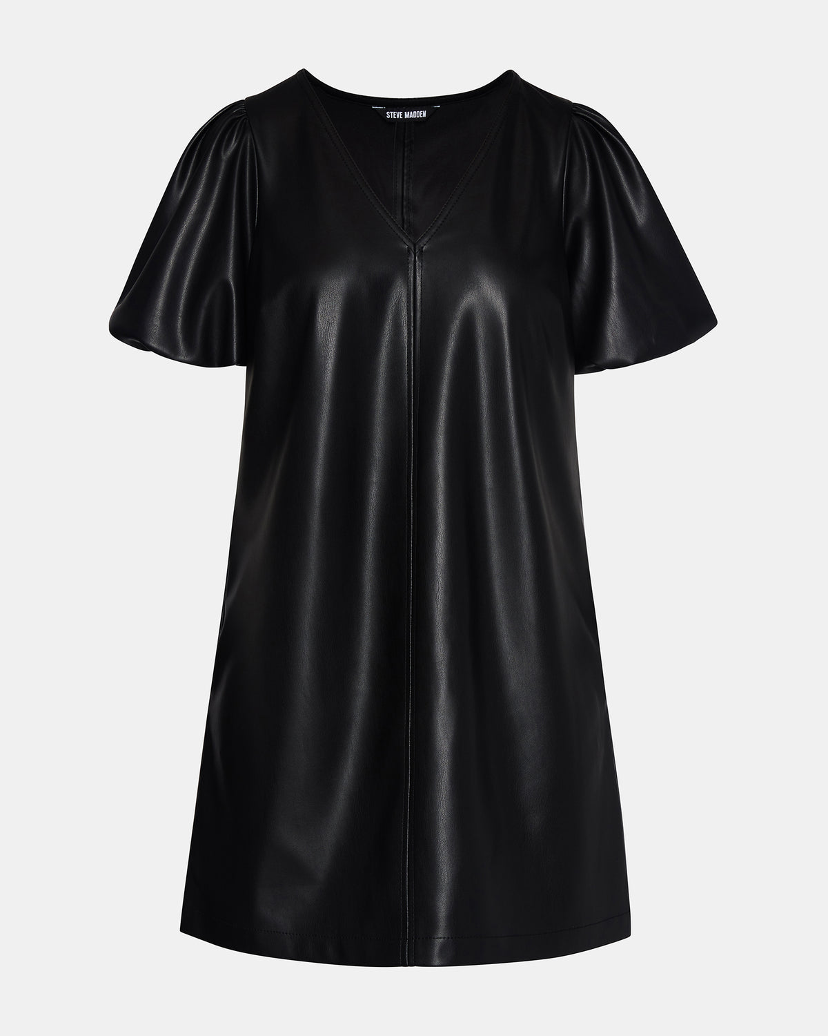 TILLY Black Short-Sleeved Faux Leather Women's Dress | Steve Madden Latest