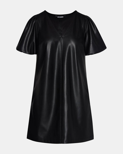TILLY Black Short-Sleeved Faux Leather Women's Dress | Steve Madden Latest