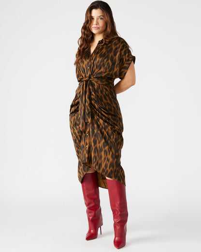 TORI Leopard Button Up Collared Midi Dress | Steve Madden Classic