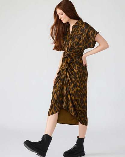 TORI Leopard Button Up Collared Midi Dress | Steve Madden Classic