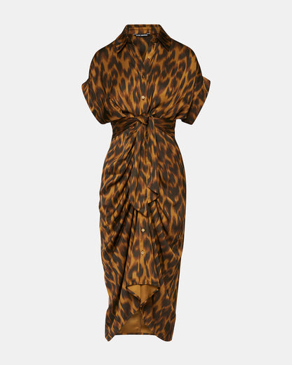 TORI Leopard Button Up Collared Midi Dress | Steve Madden Classic