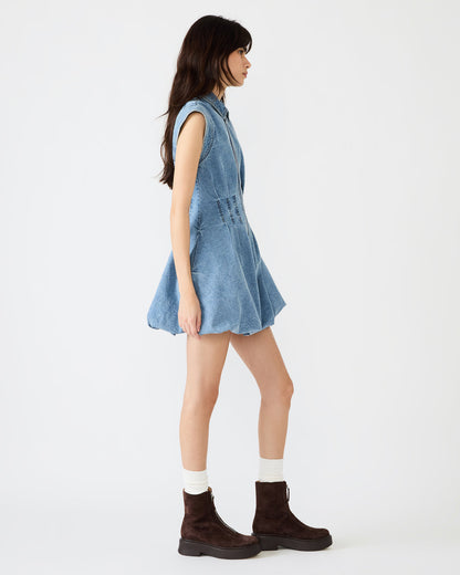 DYANNE Forever Blue Women's Zip-Front Bubble-Hem Dress | Steve Madden Trending