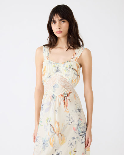ALEXUS Vintage Ivory Flowy Lace Trim Flowy Women's Maxi Dress | Steve Madden Everyday