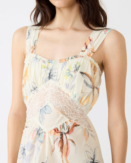 ALEXUS Vintage Ivory Flowy Lace Trim Flowy Women's Maxi Dress | Steve Madden Everyday