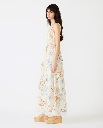 ALEXUS Vintage Ivory Flowy Lace Trim Flowy Women's Maxi Dress | Steve Madden Everyday