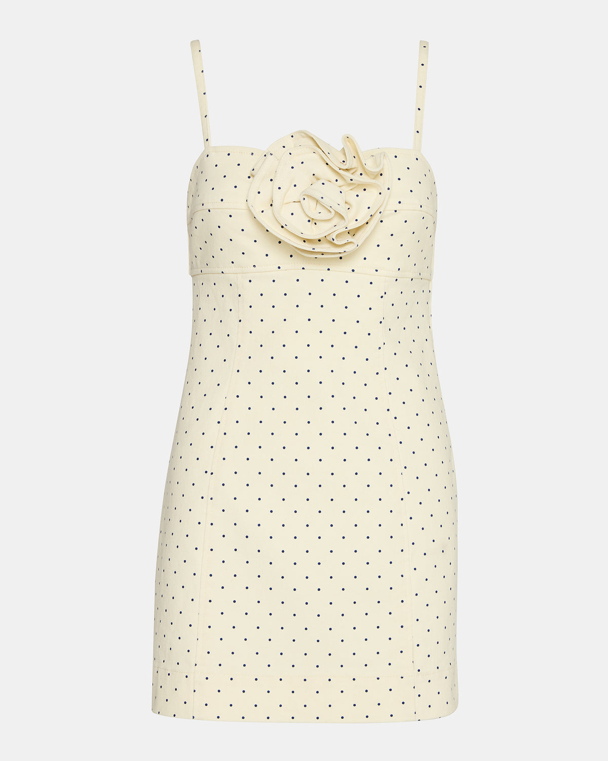 PEONY Pristine Ivory Mini Denim Polka Dot Women's Dress | Steve Madden Special Offer
