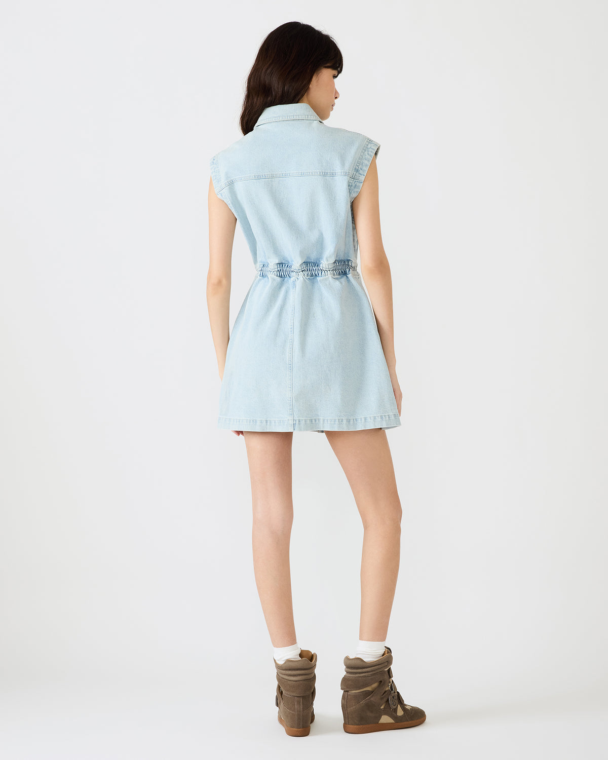 ROBBIE Aruba Blue Denim Zip-Up Collared Women's MinI Dress | Steve Madden Special Offer
