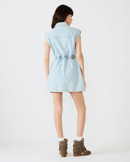 ROBBIE Aruba Blue Denim Zip-Up Collared Women's MinI Dress | Steve Madden Special Offer