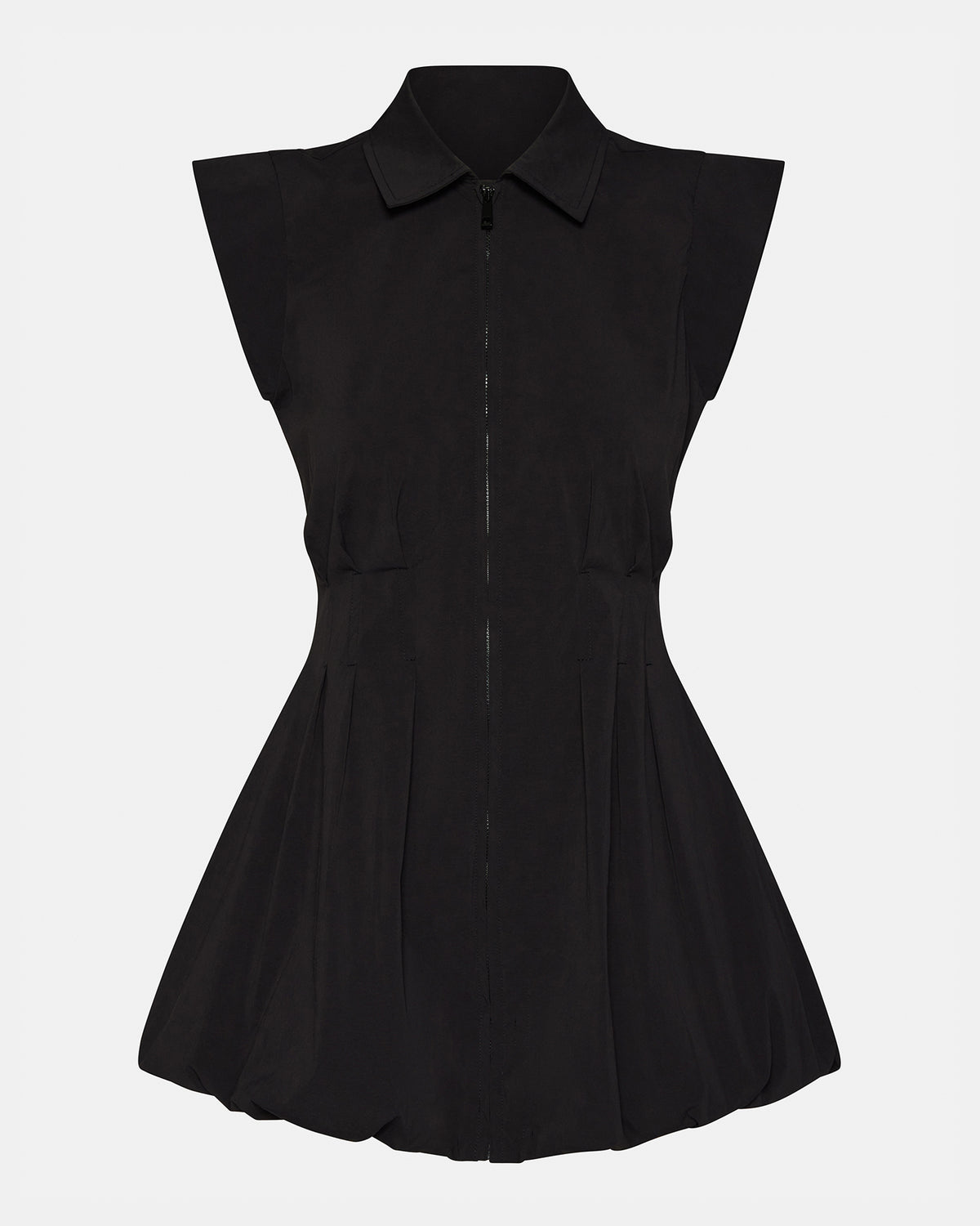 DYANNE Black Women's Zip-Front Bubble-Hem Dress | Steve Madden Classic