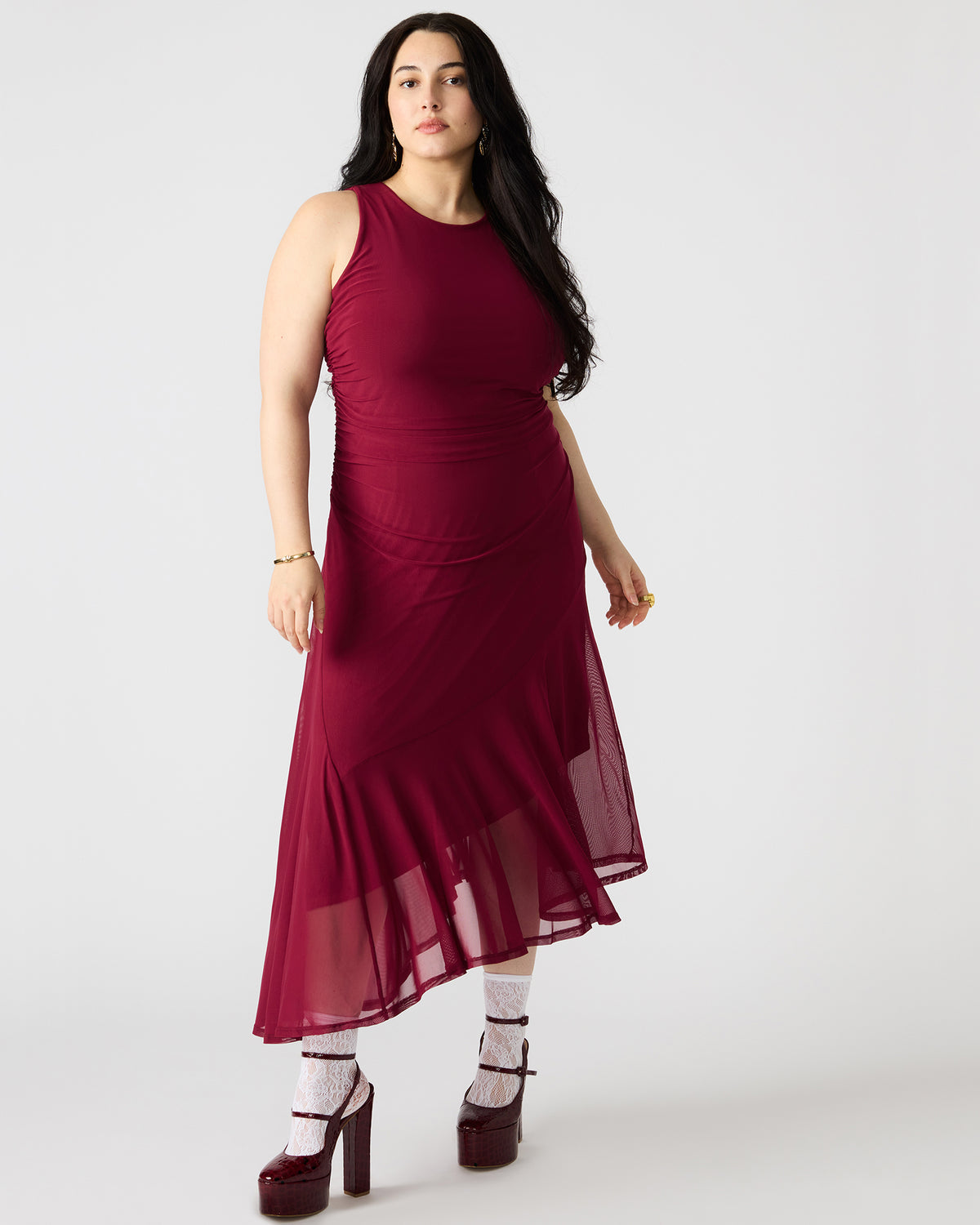 LANEY Red Women's Sleeveless Flowy Dress | Steve Madden Quality