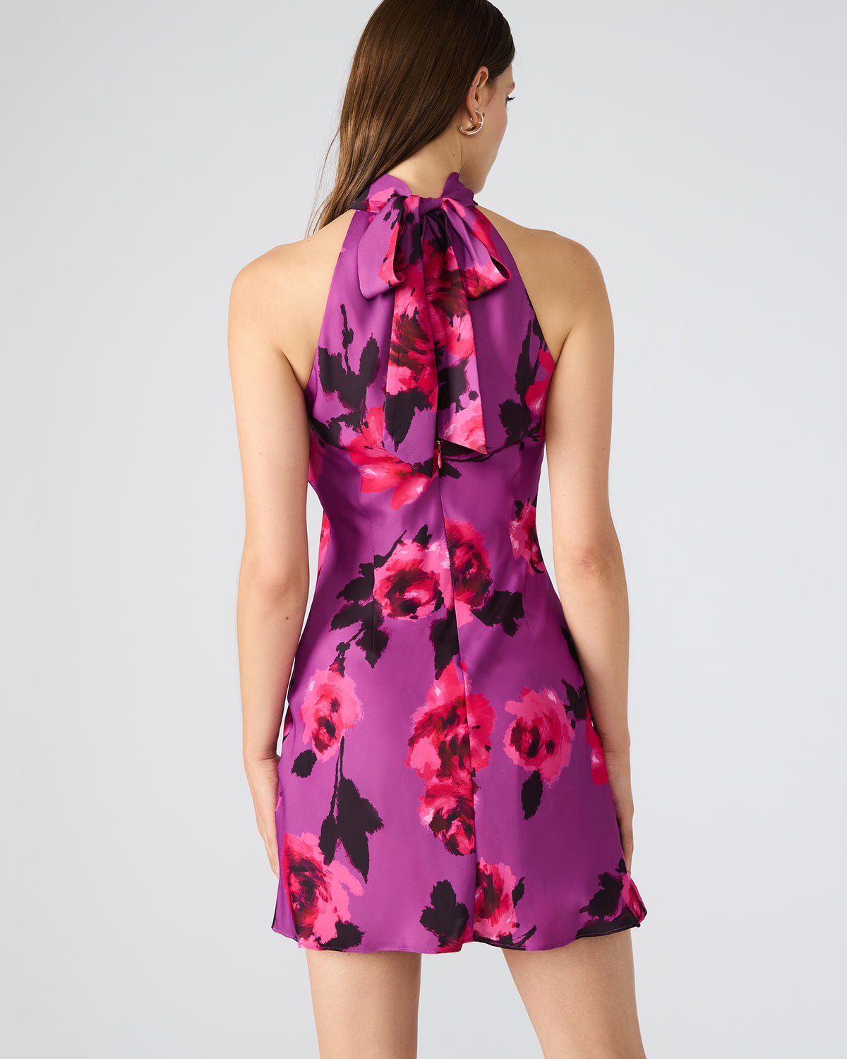 LARA Rosette Pink Halter Mini Floral Print Women's Dress | Steve Madden Top Pick
