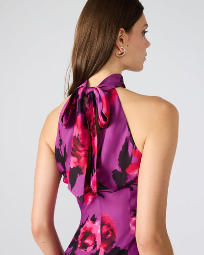 LARA Rosette Pink Halter Mini Floral Print Women's Dress | Steve Madden Top Pick