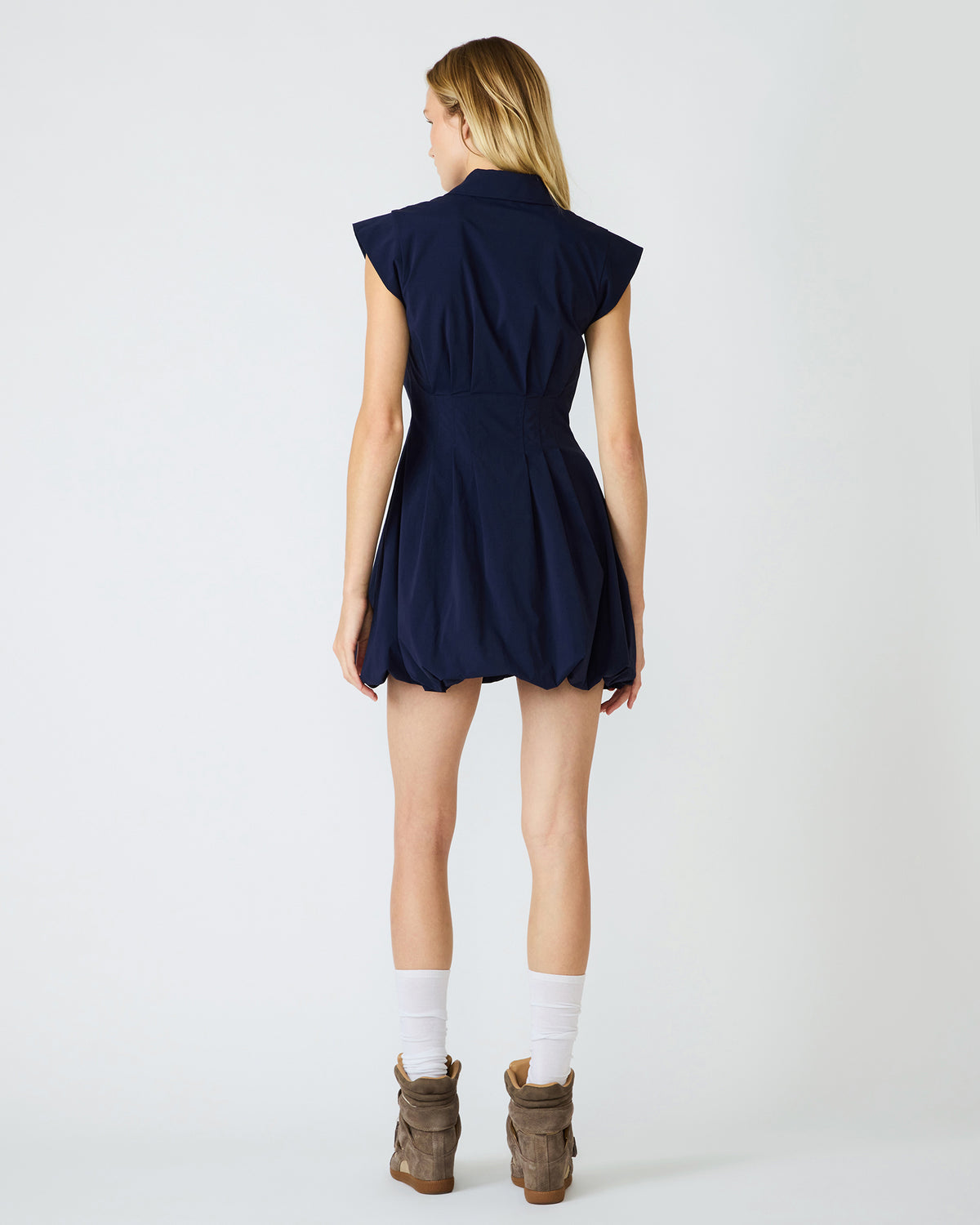 DYANNE Marine Women's Zip-Front Bubble-Hem Dress | Steve Madden Discount