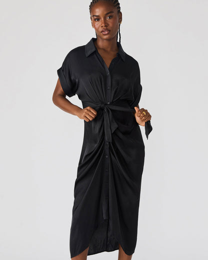 TORI Black Button Up Collared Midi Dress | Steve Madden Sale