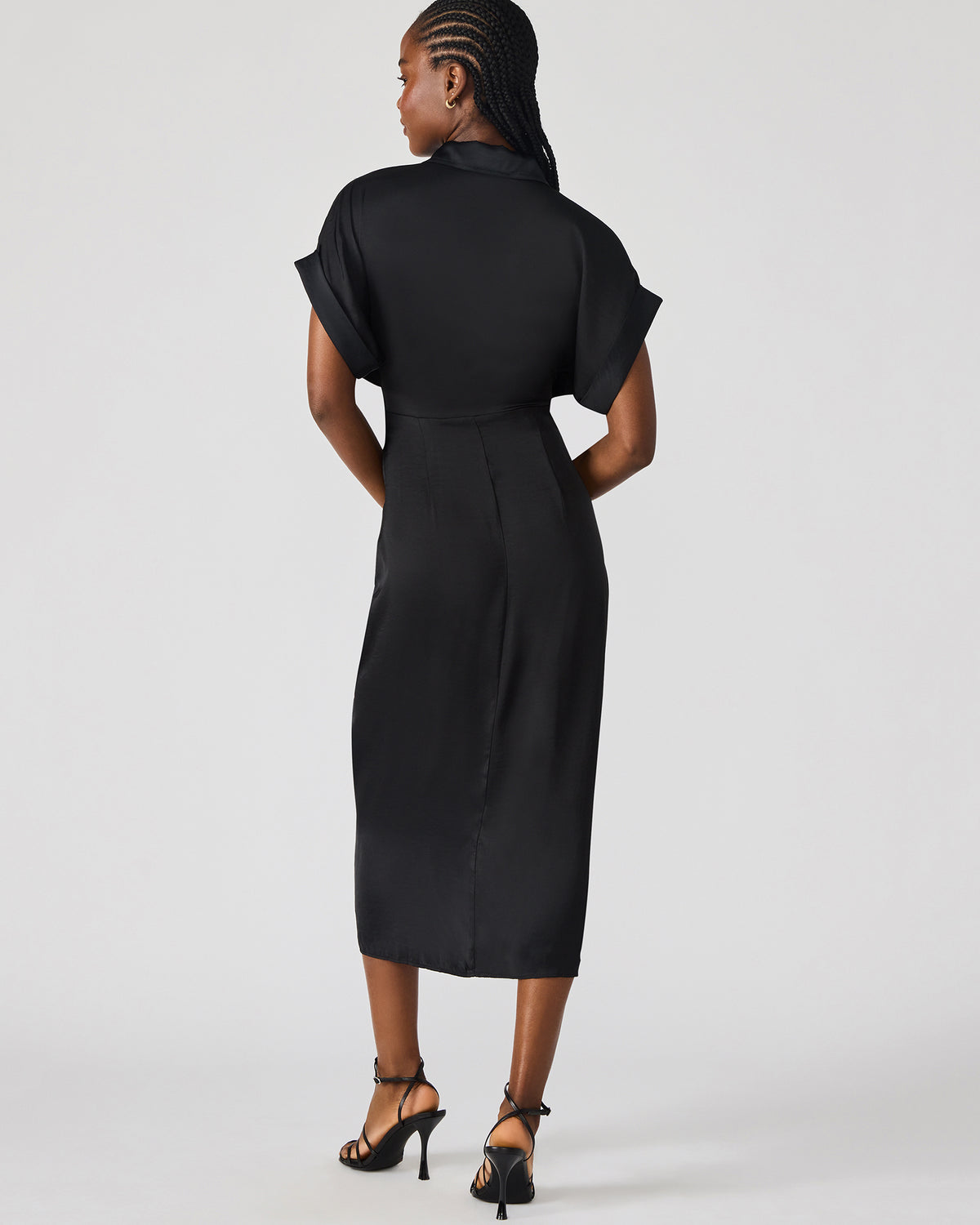 TORI Black Button Up Collared Midi Dress | Steve Madden Sale