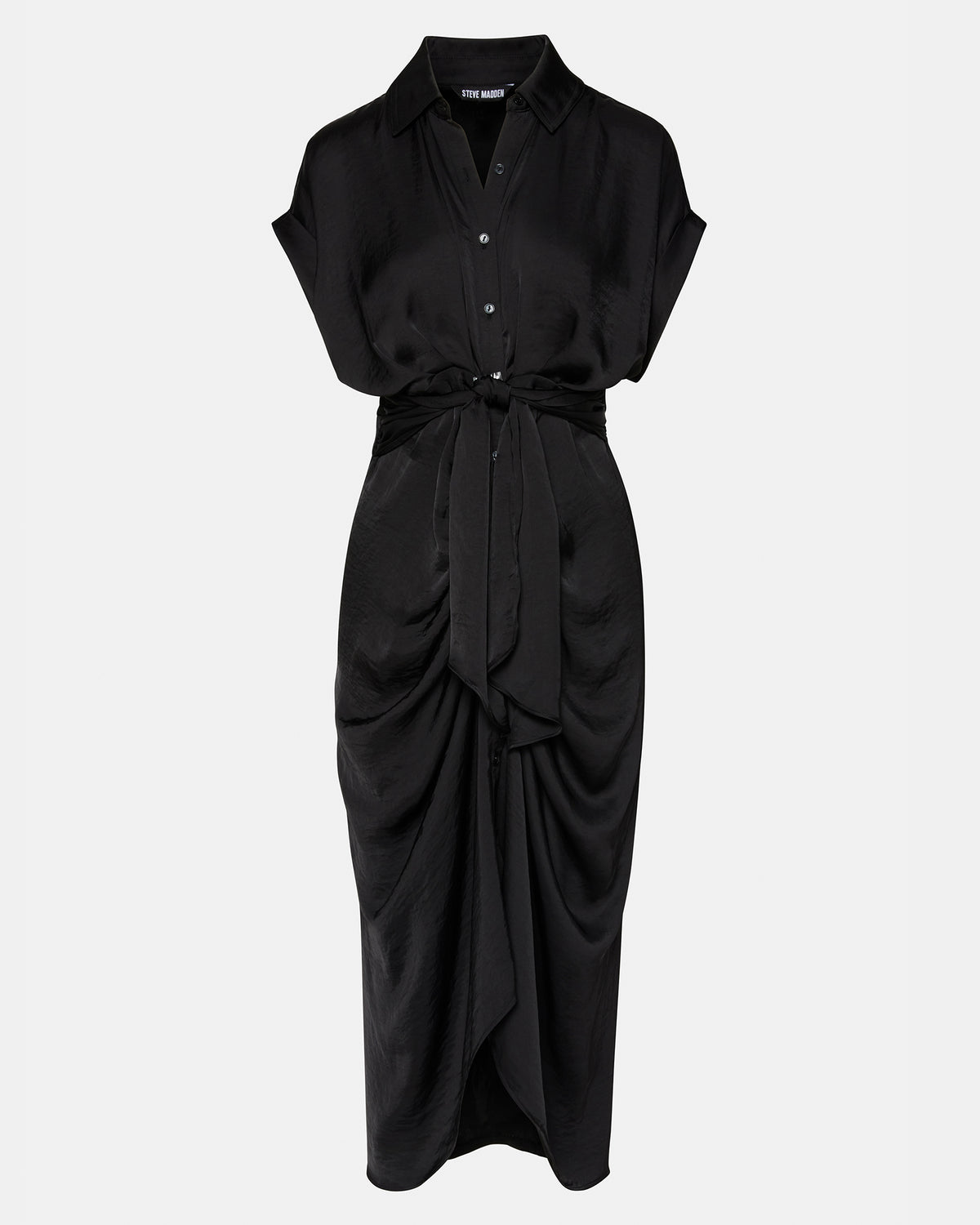 TORI Black Button Up Collared Midi Dress | Steve Madden Sale