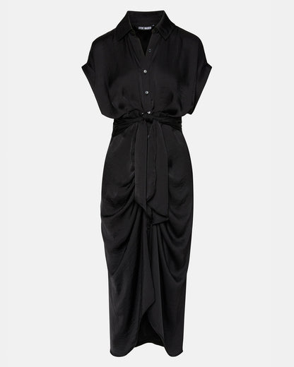 TORI Black Button Up Collared Midi Dress | Steve Madden Sale