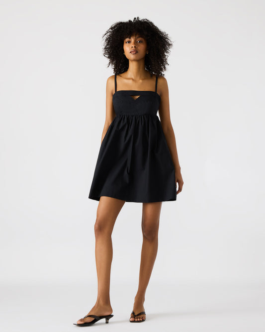 MEADOW Black Mini Cut-Out Flowy Dress | Steve Madden Essential