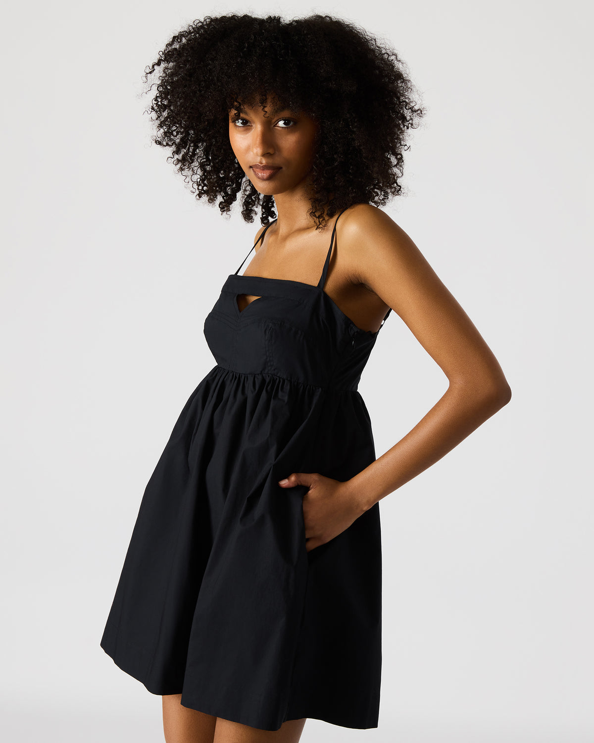 MEADOW Black Mini Cut-Out Flowy Dress | Steve Madden Essential