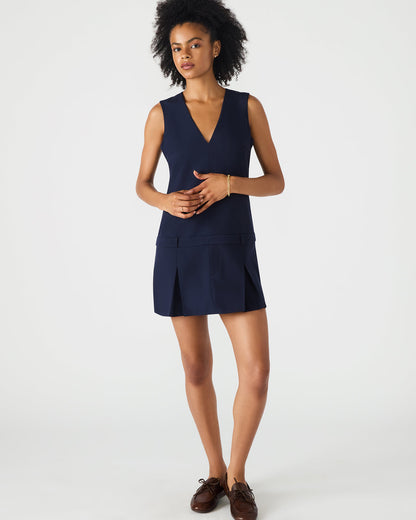 HENLEY Midnight Sleeveless V-neck Mini Pleated Women's Dress | Steve Madden Featured