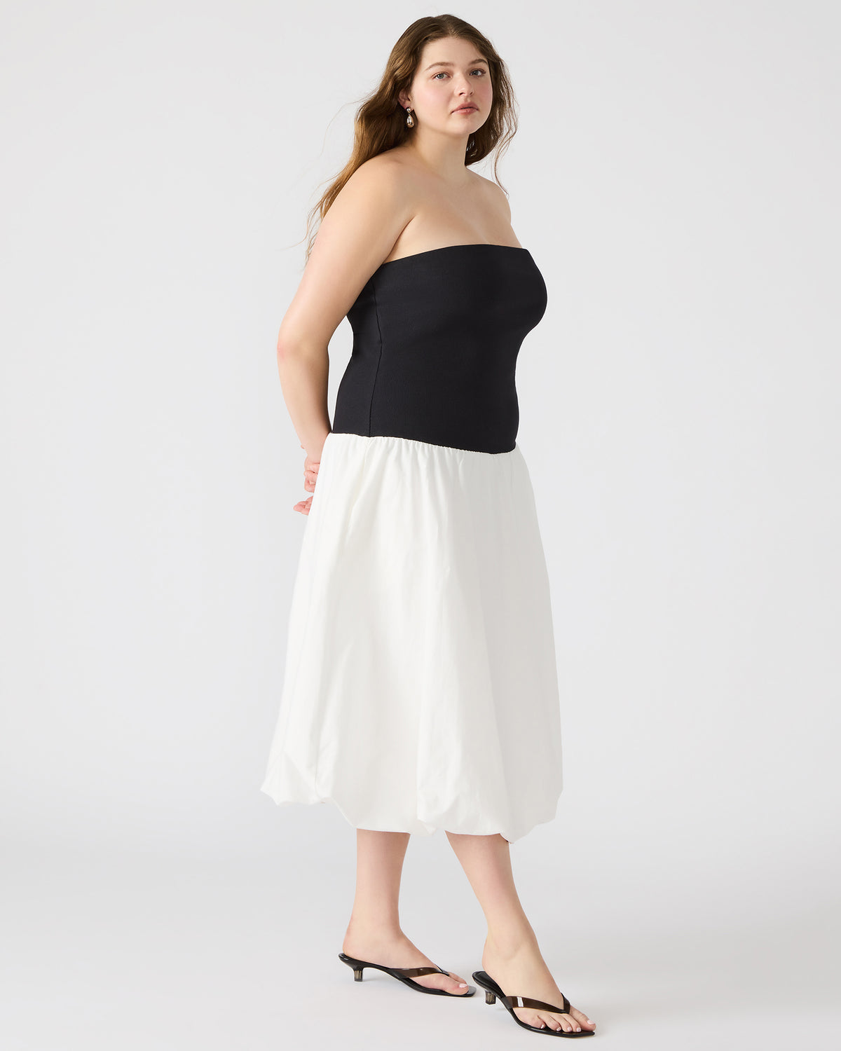 OLIVER Dress Smoke Strapless Midi Bubble Dress | Women's Dresses | Steve Madden Discount
