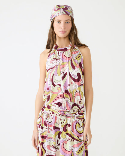 GALA Dress Petal Paisley Maxi Halter Neck Flowy Open-Back Women's Dress | Steve Madden Premium