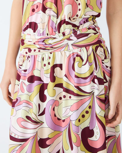 GALA Dress Petal Paisley Maxi Halter Neck Flowy Open-Back Women's Dress | Steve Madden Premium