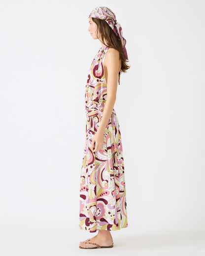 GALA Dress Petal Paisley Maxi Halter Neck Flowy Open-Back Women's Dress | Steve Madden Premium