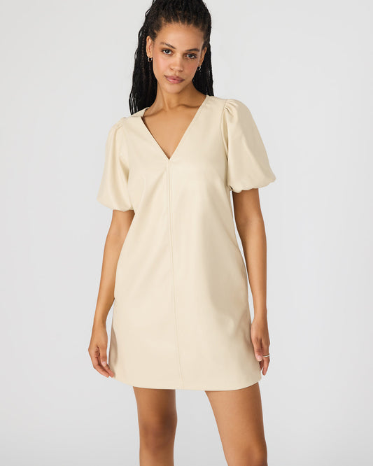 TILLY Bone Short-Sleeved Faux Leather Women's Dress | Steve Madden Top Pick