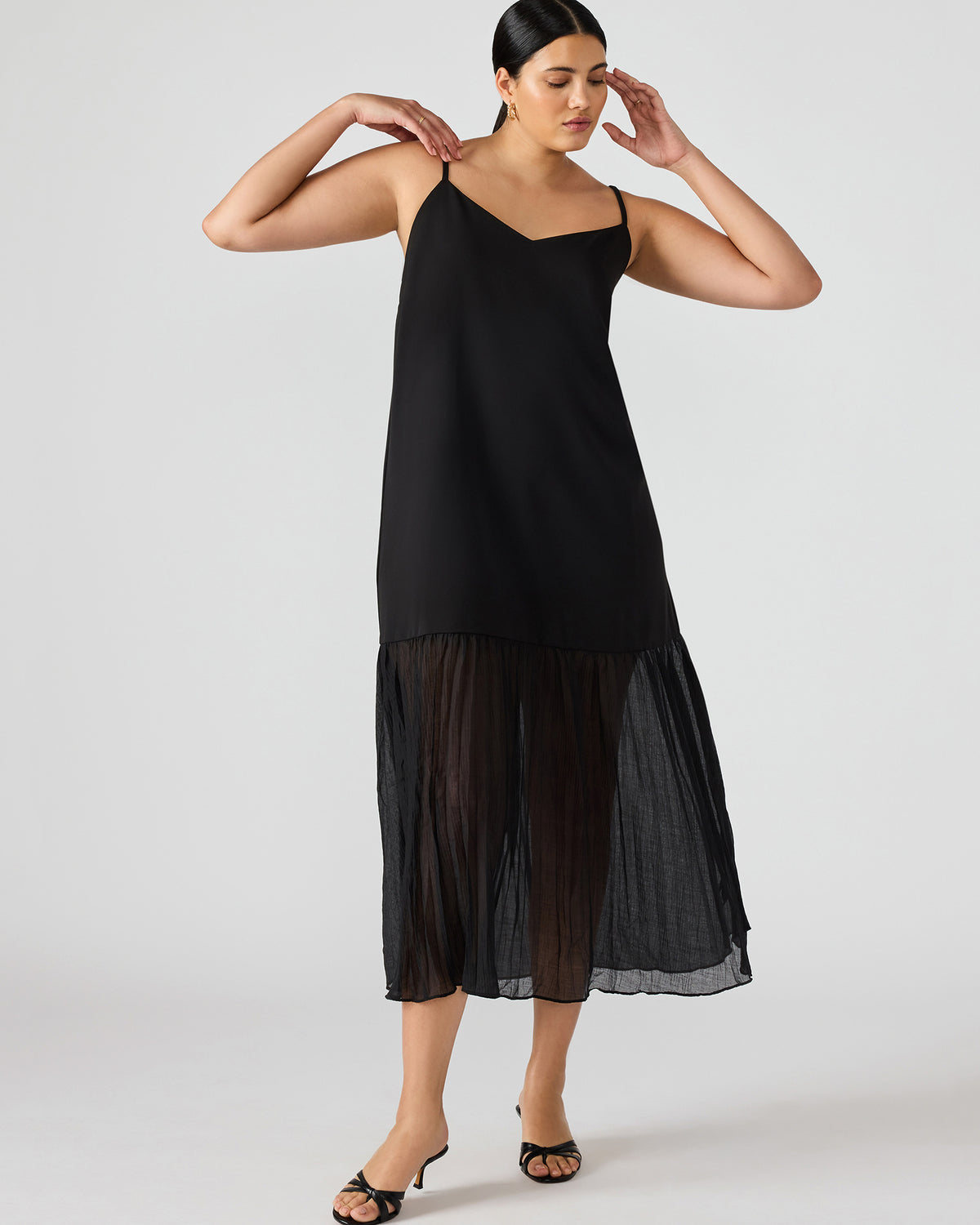 EMBER Black Flowy Sheer Maxi Women's Dress | Steve Madden Featured