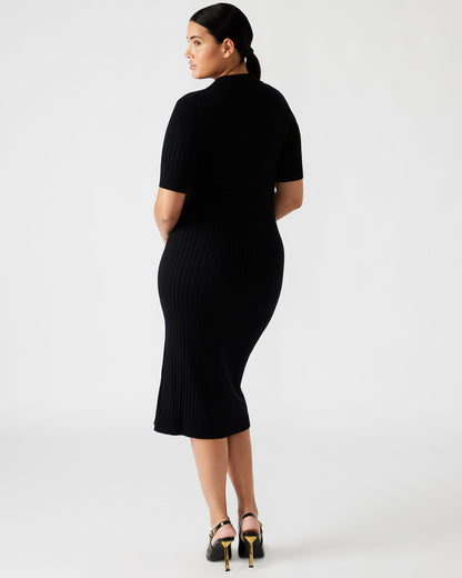 LINDY Dress Black | Collared Midi Dress | Steve Madden New