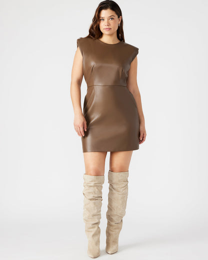 BELEN Brown Women's Shoulder Pad Mini Dress | Steve Madden Great Value