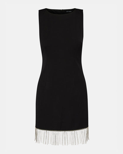 ELENORA Dress Black | Women's Sleeveless Bodycon Rhinestone Fringe Dress | Steve Madden Everyday