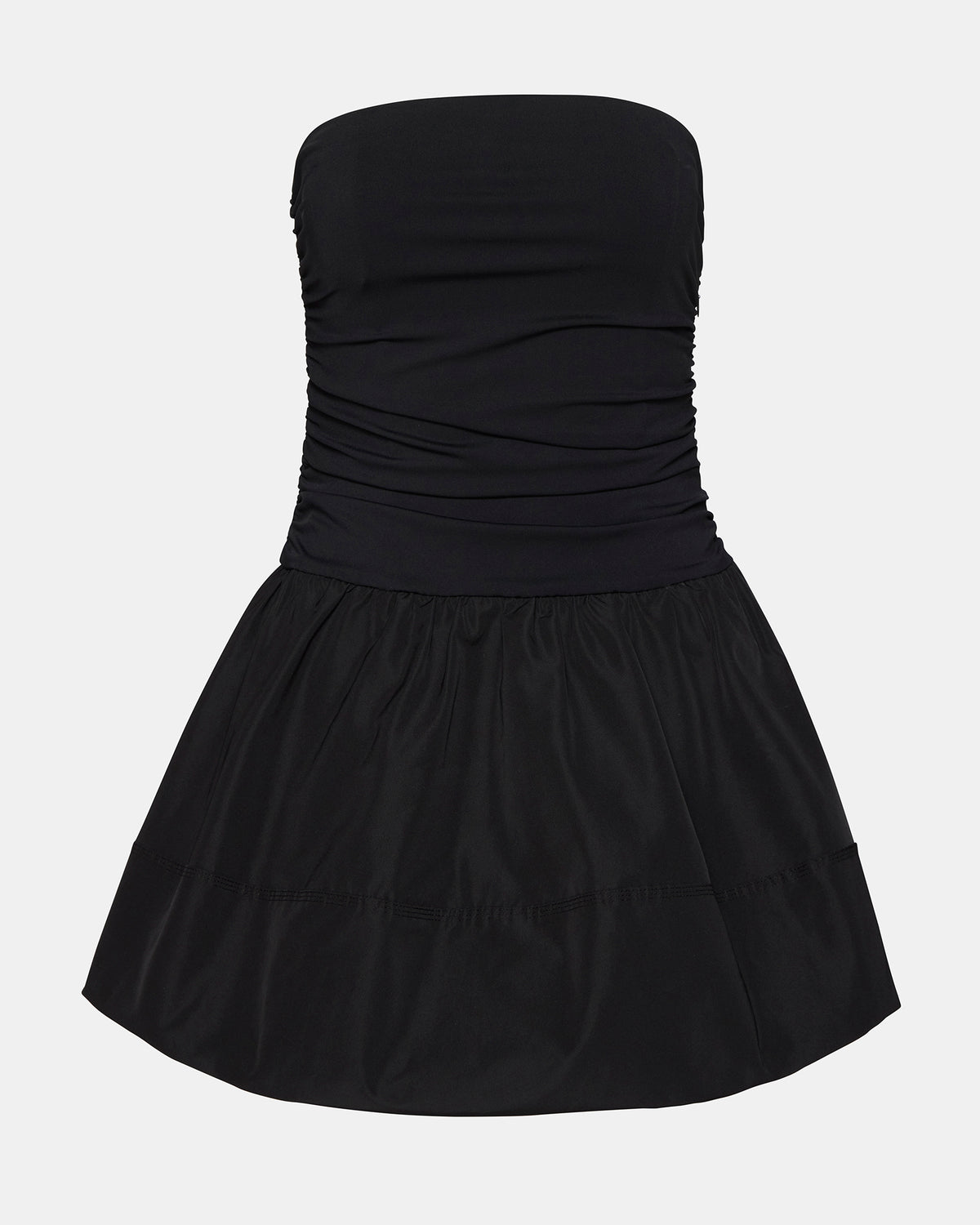 AMARI Dress Black | Women's Strapless Mini Bubble-Hem Dress | Steve Madden Everyday