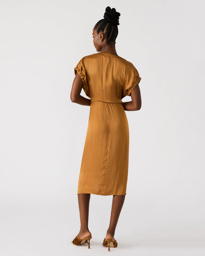 BRUNO Caramel Women's Button-Up Short-Sleeved Midi Dress | Steve Madden Best Price