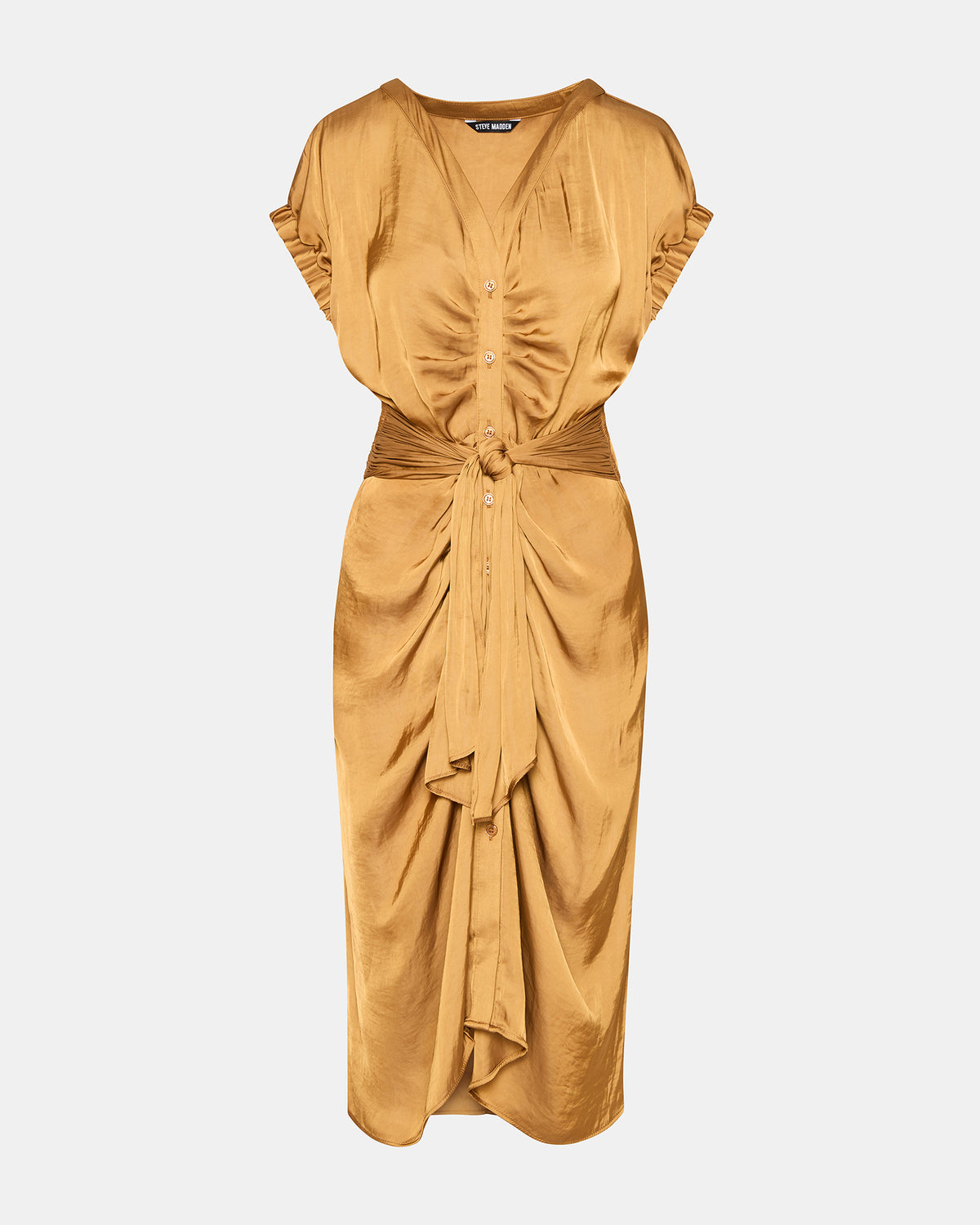 BRUNO Caramel Women's Button-Up Short-Sleeved Midi Dress | Steve Madden Best Price