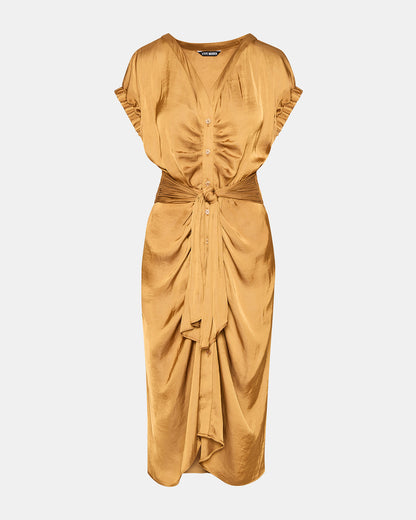 BRUNO Caramel Women's Button-Up Short-Sleeved Midi Dress | Steve Madden Best Price