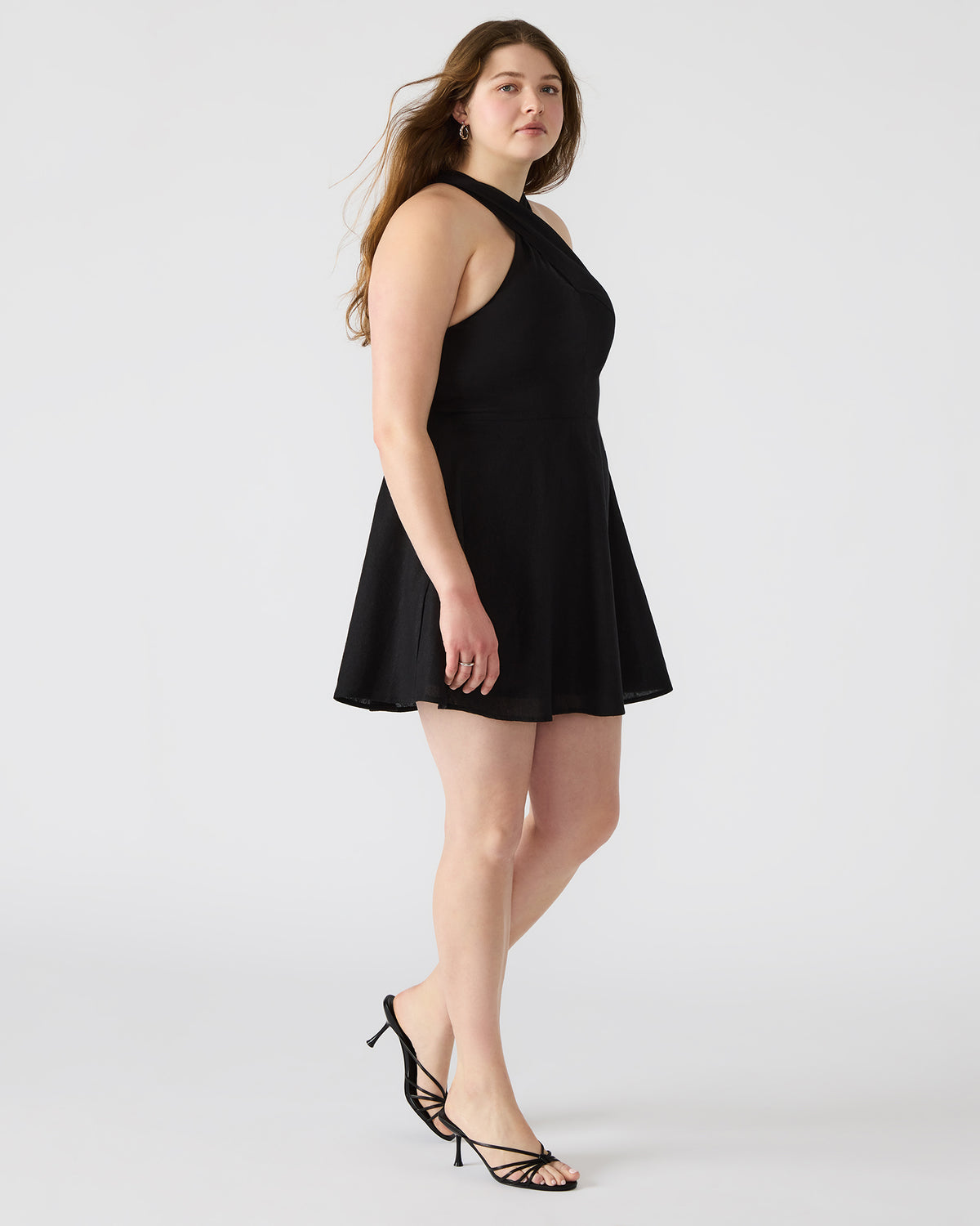 KOSTA Black Women's Mini Halter Cross-Neck Dress | Steve Madden Sale