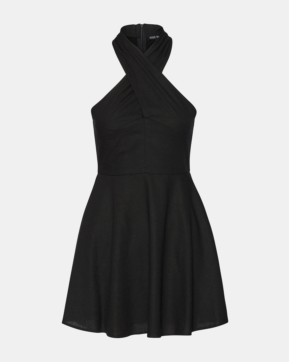 KOSTA Black Women's Mini Halter Cross-Neck Dress | Steve Madden Sale