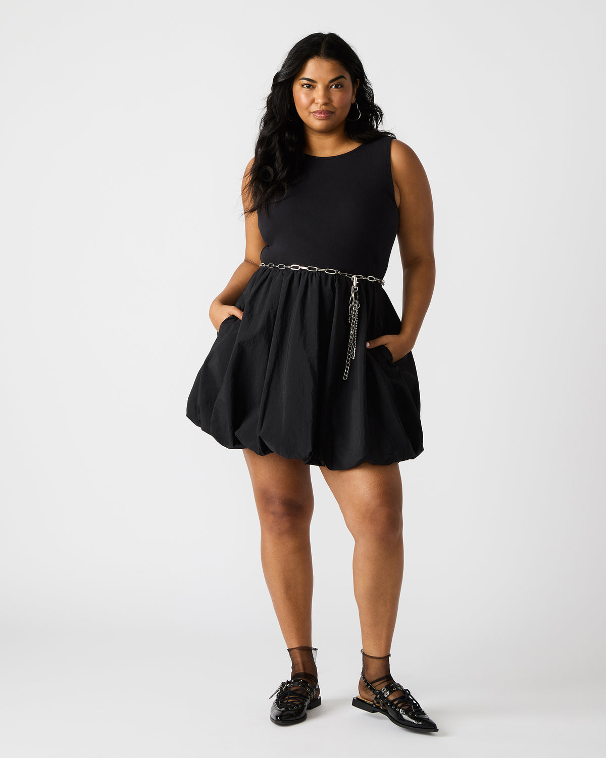 PALERMO Black Women's Mini Bubble-Hem Dress | Steve Madden Exclusive