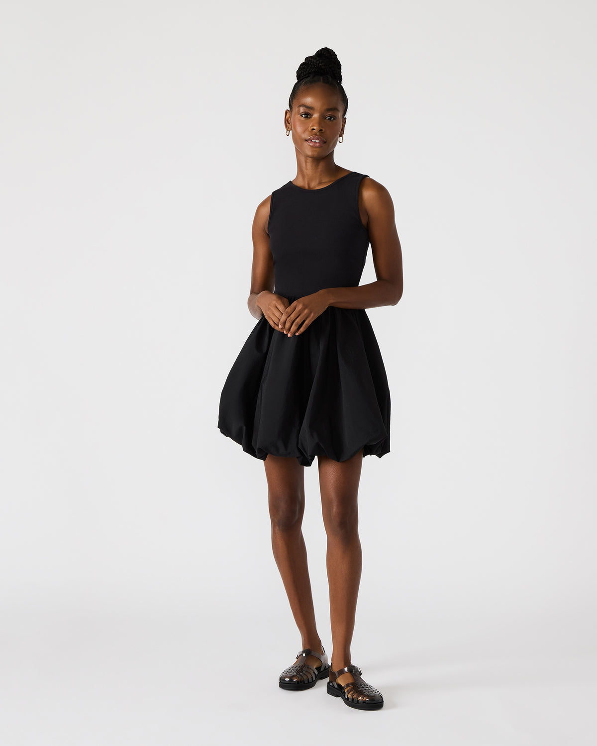 PALERMO Black Women's Mini Bubble-Hem Dress | Steve Madden Exclusive