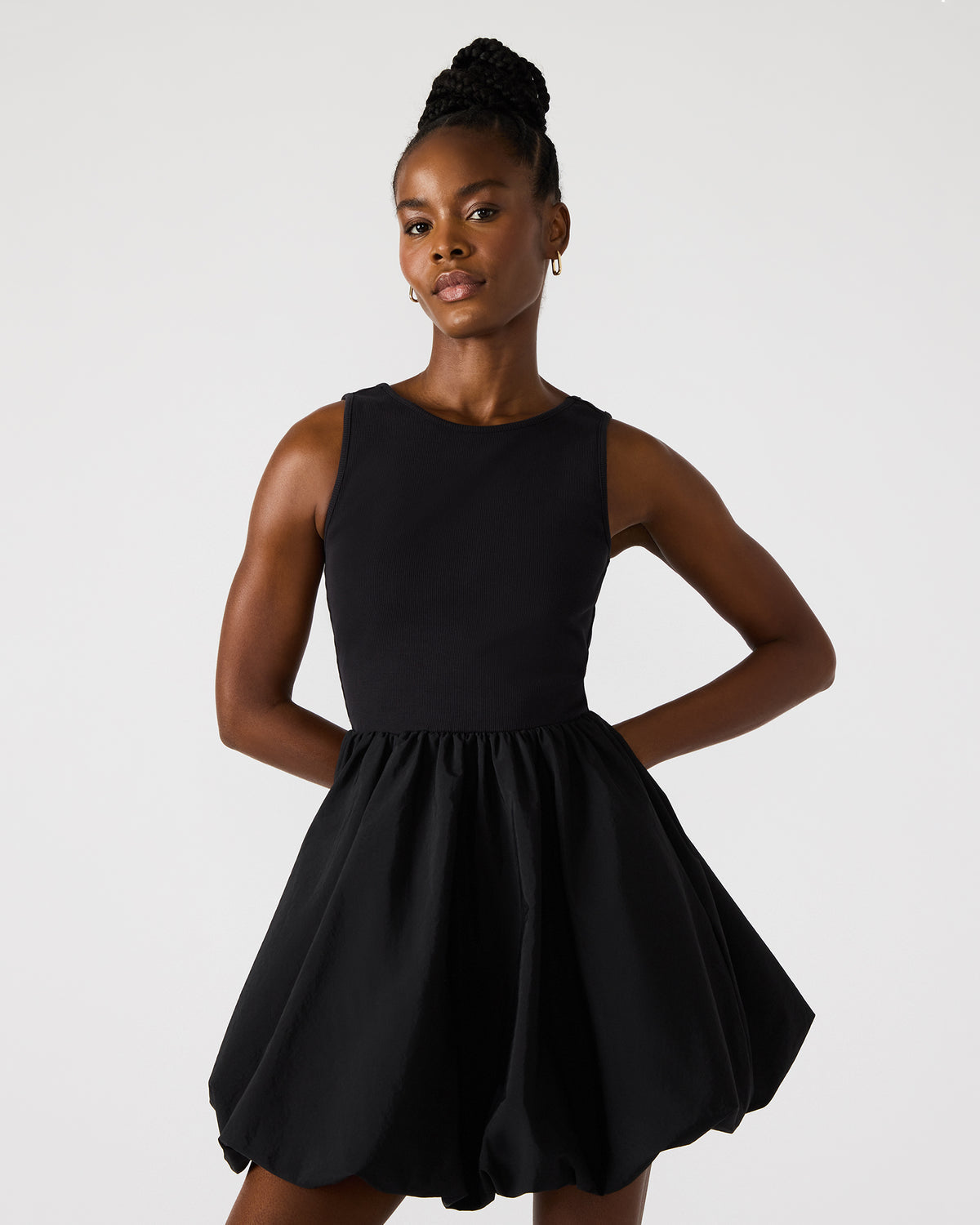 PALERMO Black Women's Mini Bubble-Hem Dress | Steve Madden Exclusive