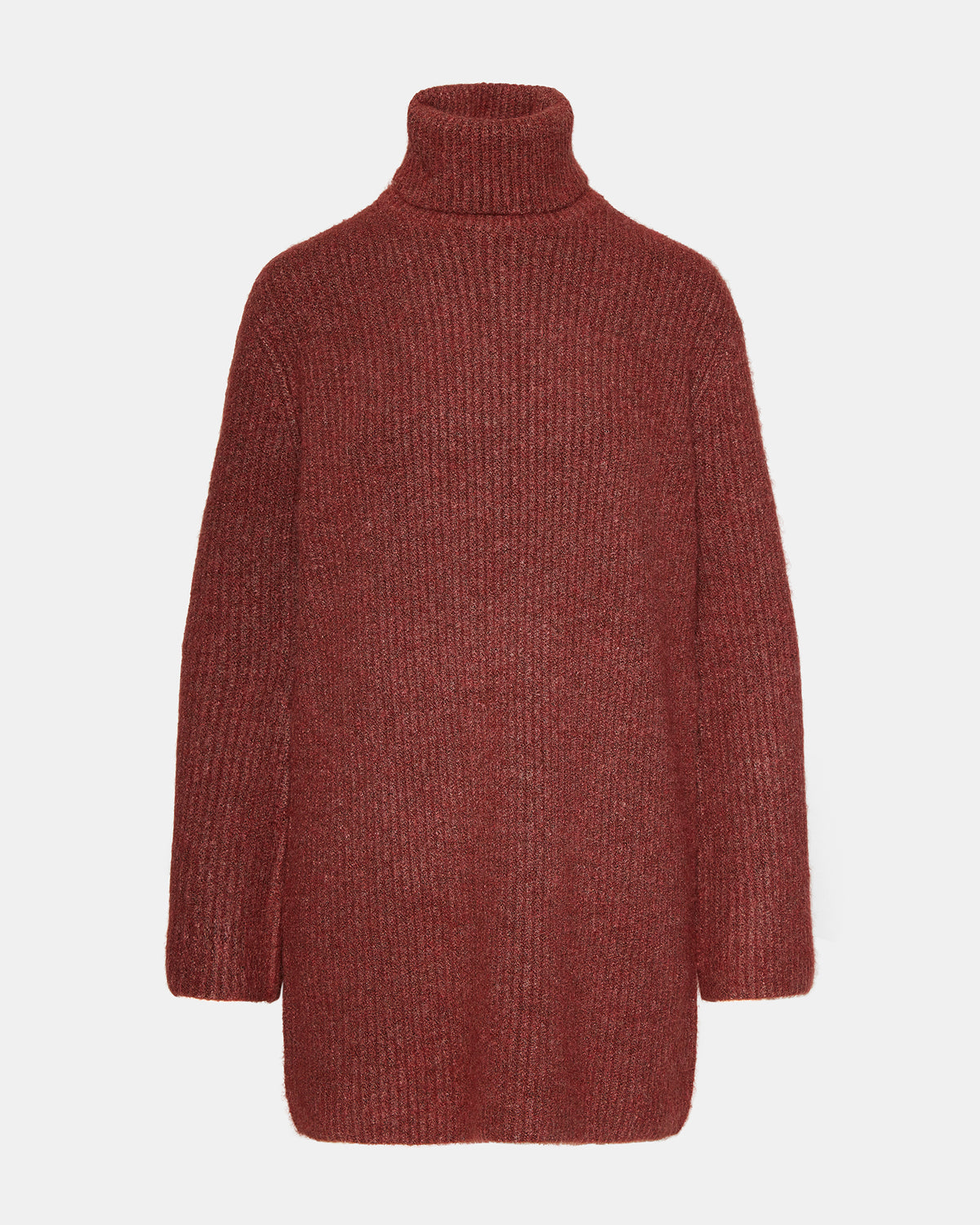 ABBIE Sweater Dress Rust | Mini Turtleneck Flared Sleeve Dress | Steve Madden Everyday
