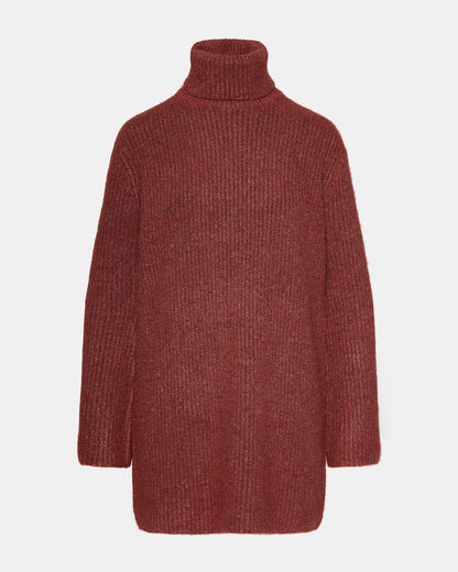 ABBIE Sweater Dress Rust | Mini Turtleneck Flared Sleeve Dress | Steve Madden Everyday