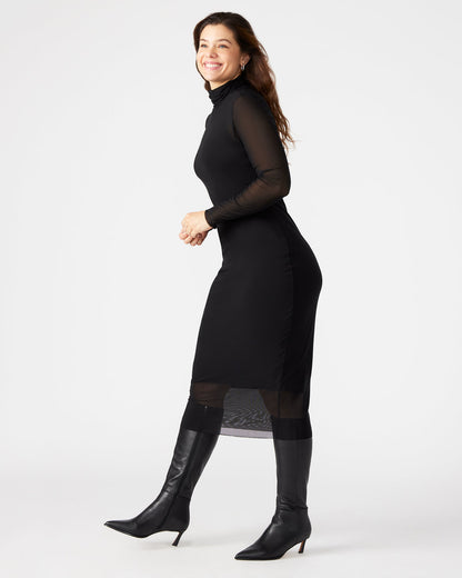 VIVIENNE Black Women's Mock Neck Midi Dress | Steve Madden Value