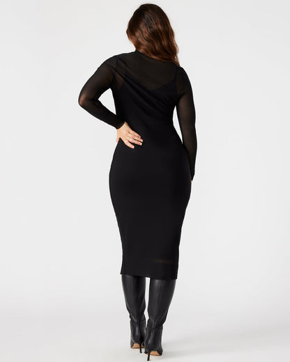 VIVIENNE Black Women's Mock Neck Midi Dress | Steve Madden Value