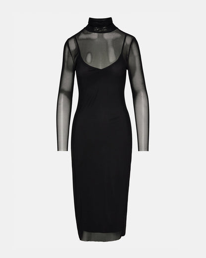 VIVIENNE Black Women's Mock Neck Midi Dress | Steve Madden Value
