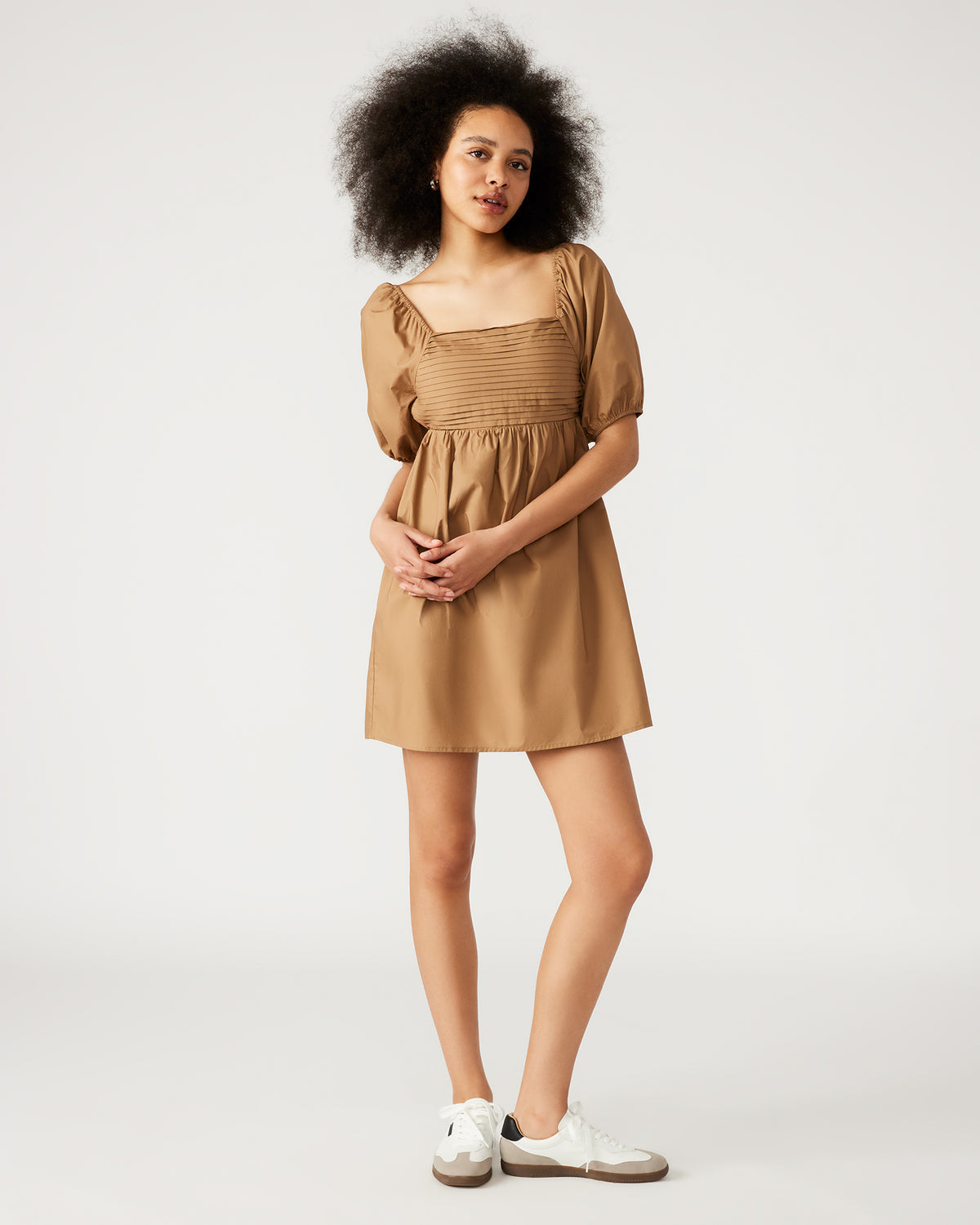 INARA Dress Beige | Women's Puff Sleeve Mini Dress | Steve Madden Popular